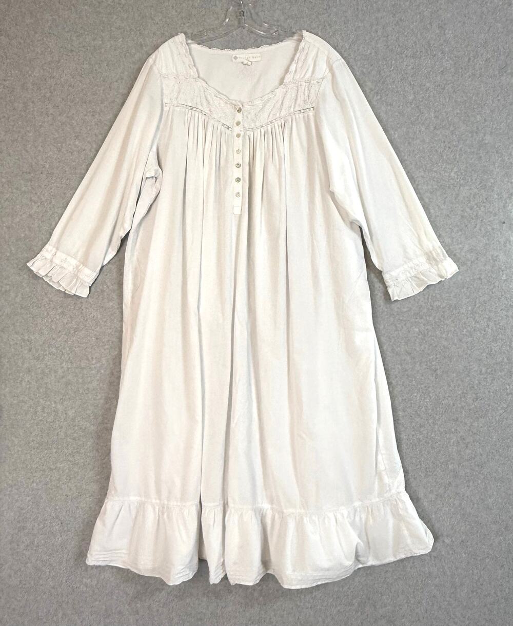 Eileen West Embroidered Midi Nightgown Size XL Cotton Ruffle Feminine Cottagecor